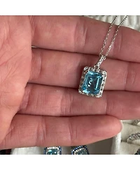 Suzy Levian New York Sterling Silver Emerald Cut Topaz And White Pendant