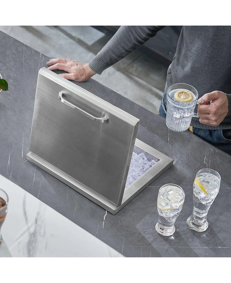 Mecale 14 x 12 x 18 Inch Drop-In Stainless Steel Ice Chest, 40 Qt with Hinged Lid