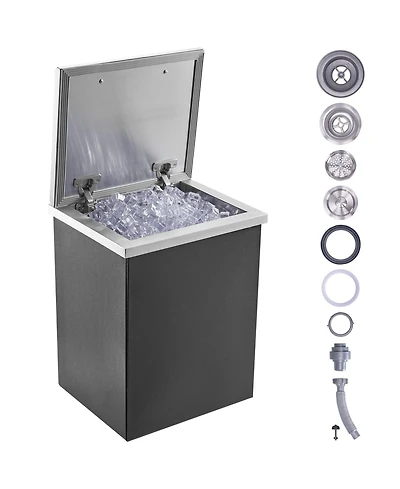 Mecale 14 x 12 x 18 Inch Drop-In Stainless Steel Ice Chest, 40 Qt with Hinged Lid