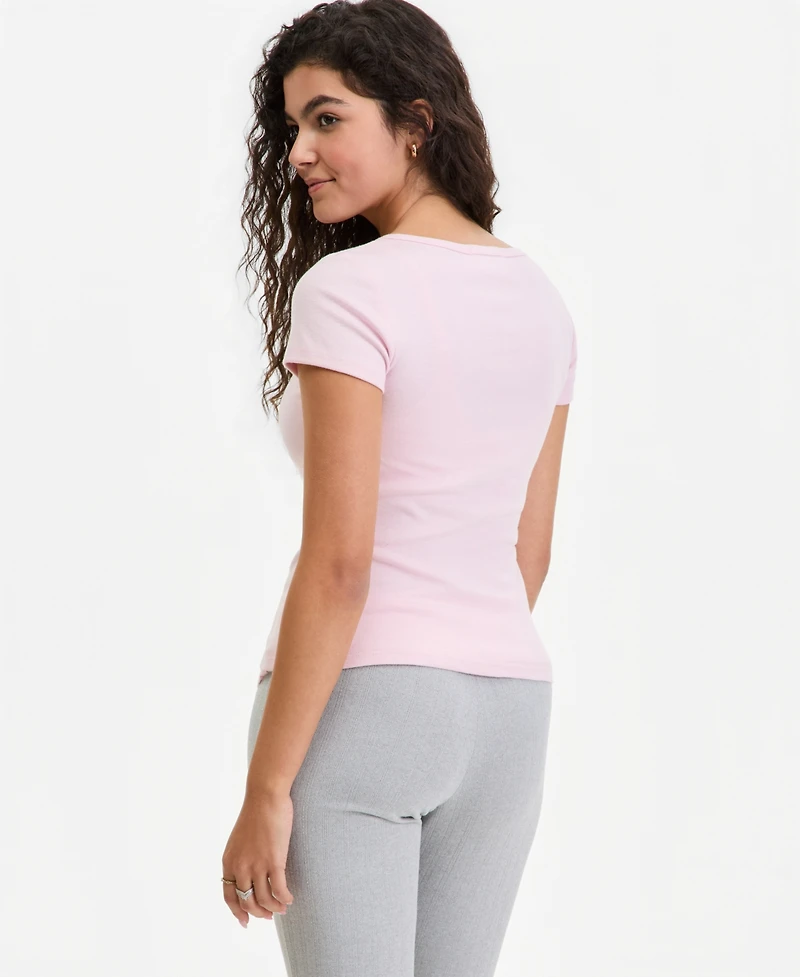 Hippie Rose Juniors' Ribbed Henley Top
