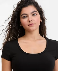 Hippie Rose Juniors' Scoop-Neck Cap-Sleeve Top