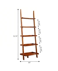 Yigii Ladder Bookshelf Solid Pine Traditional Modern