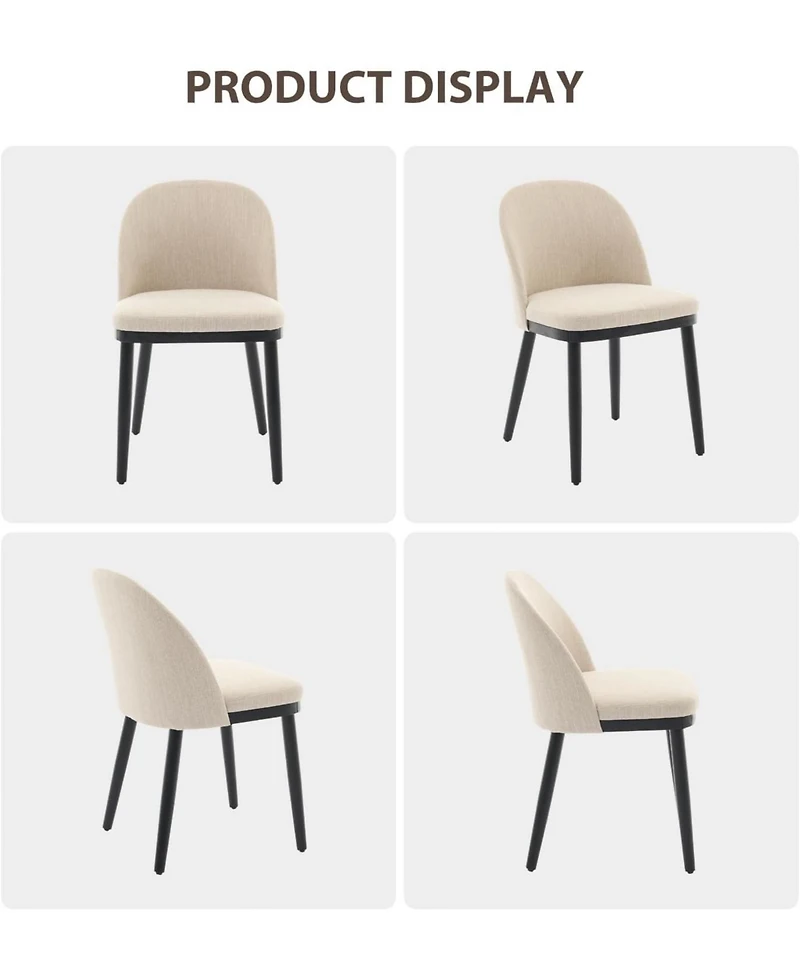 gaomon Dining Chairs Set of 2, Modern Fabric Upholstered Kitchen Side with Curved Backrest and Wood Leg