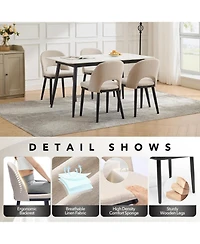 gaomon Dining Chairs Set of 2, Modern Fabric Upholstered Kitchen Side with Curved Backrest and Wood Leg