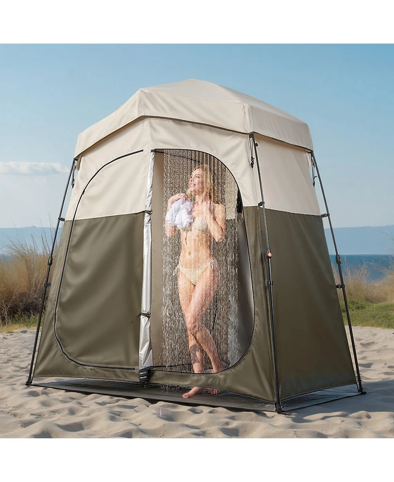 Mecale 2-Room Portable Camping Shower Tent with Carry Bag