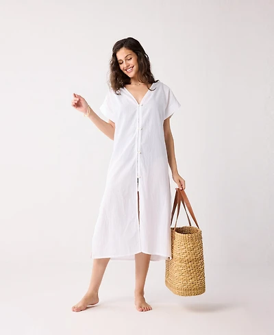 Reistor Women's V-neck Beach Cover-up Dress Stripes