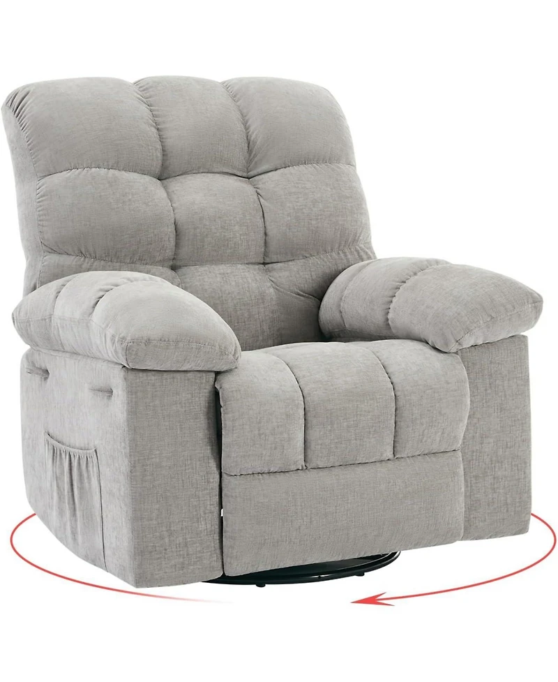 gaomon Rocking Recliner Chair,360 Swivel,30 Rocking,135 Tilt,Chenille Upholstery,Q235 Steel Frame Glider Nursery Chair for Small Spaces