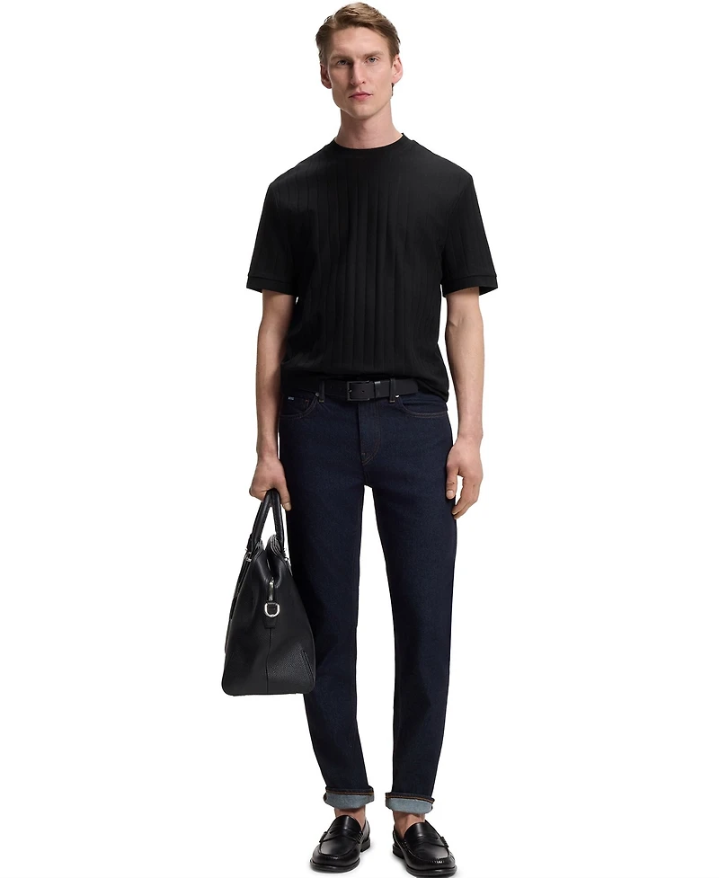 Boss By Hugo Men's Mercerised-Cotton Structured Stripe T-Shirt