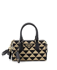 Pre-Owned Prada Small Symbole Lux Convertible Boston Bag Jacquard