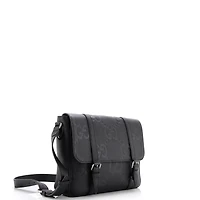 Pre-Owned Gucci Medium Double Belt Flap Messenger Bag Jumbo Gg Embossed Leather