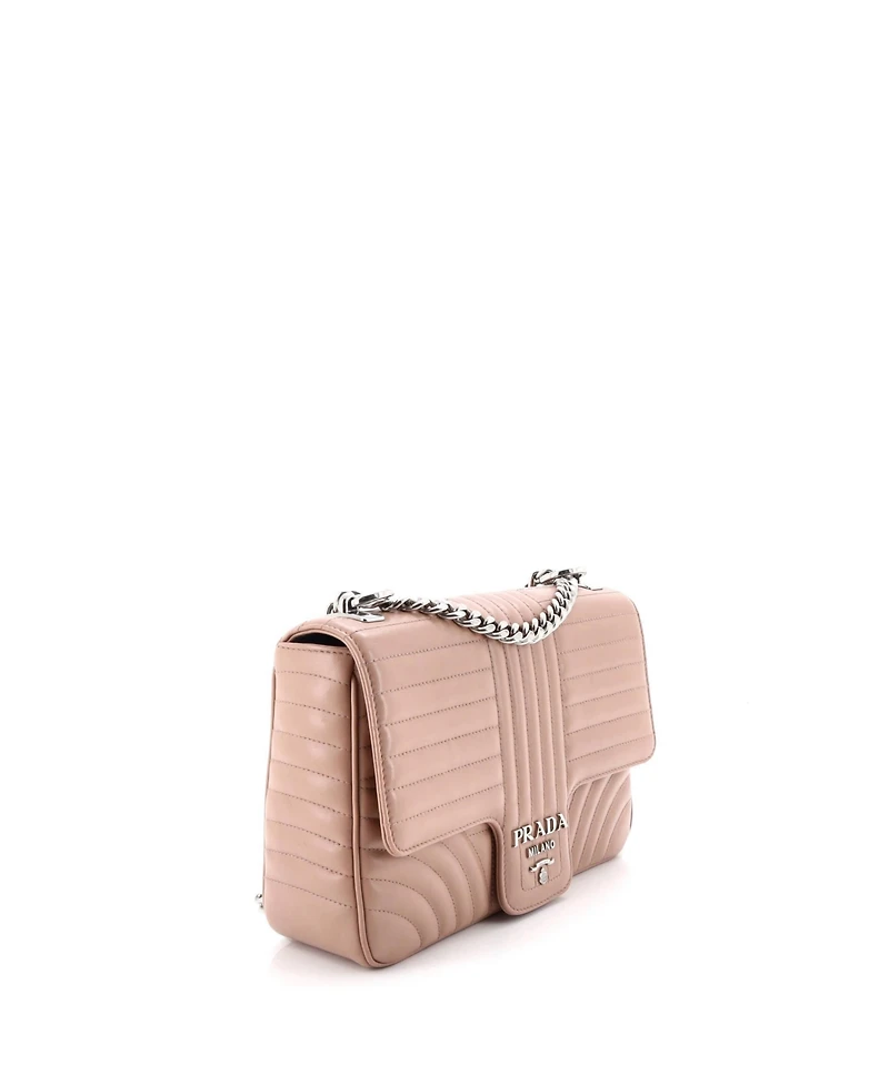 Pre-Owned Prada Large Chain Flap Shoulder Bag Diagramme Quilted Leather