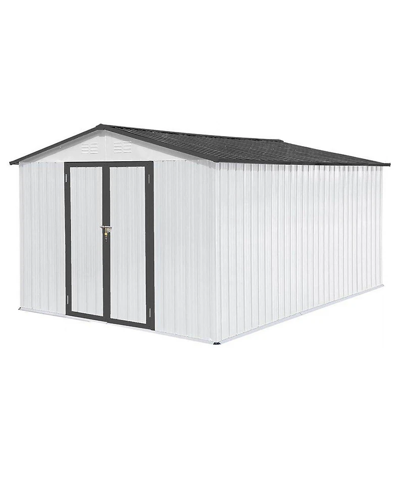 Mondawe Metal Garden Sheds 10ft x 12ft Outdoor Storage Sheds 48 sq. ft. Utility Tool House For Patio Backyard