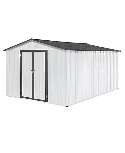 Mondawe Metal Garden Sheds 10ft x 12ft Outdoor Storage Sheds 48 sq. ft. Utility Tool House For Patio Backyard