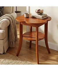 Tribesigns Solid Wood End Table, 2-Tier Sofa Side Table with Storage Shelf, Mid Century Modern Wooden Bedside Nightstand