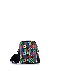 Pre-Owned Gucci Mini Front Zip Messenger Bag Psychedelic Print Gg Coated Canvas