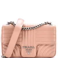 Pre-Owned Prada Medium Chain Flap Shoulder Bag Diagramme Quilted Leather