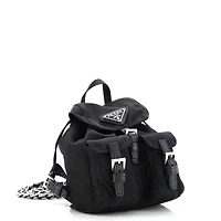 Pre-Owned Prada Mini Double Pocket Backpack Chain Shoulder Bag Re-Nylon