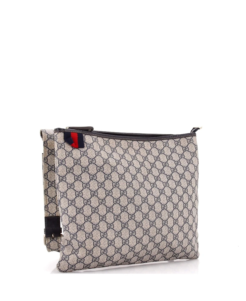 Pre-Owned Gucci Large Web Loop Flat Messenger Gg Coated Canvas