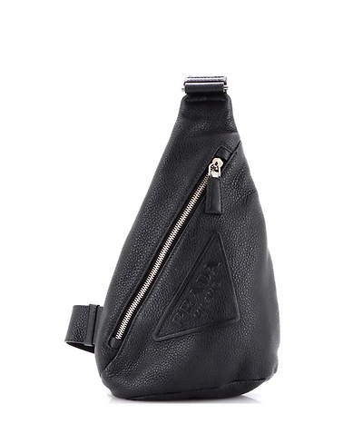 Pre-Owned Prada Triangle Logo Sling Bag Leather