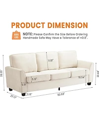 gaomon 83 Inch Modern 3 Seater Sofa, Deep Seat Couch with Washable Detatchable Covers, Comfy Chenille Couch, Oversized Cloud Sofa for Living Room