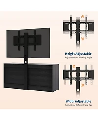 gaomon rattan Tv stand with mount, 4 drawer dresser console for TVs up to 70'', farmhouse wooden media unit for living room or bedroom.