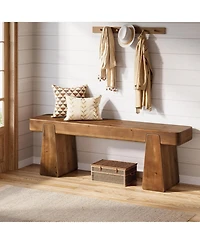 Tribesigns Solid Wood Bench, 47-Inch Farmhouse Entryway Bench with Thickened Legs, Narrow Indoor Wooden Bench