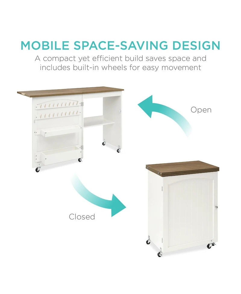 Best Choice Products Sewing Machine Table & Desk w/ Craft Storage and Trays