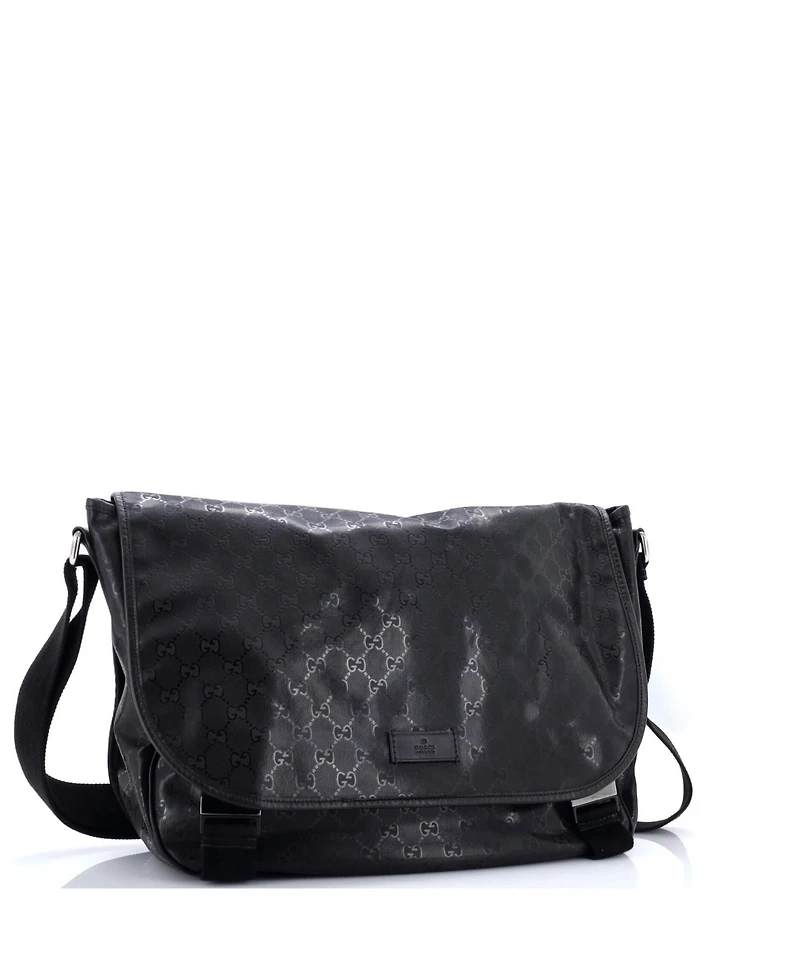 Pre-Owned Gucci Large Double Buckle Messenger Bag Gg Imprime