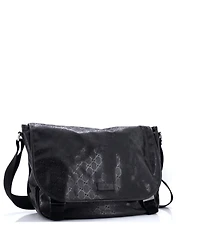 Pre-Owned Gucci Large Double Buckle Messenger Bag Gg Imprime