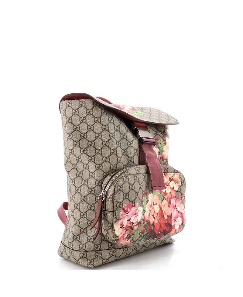 Pre-Owned Gucci Medium Buckle Backpack Blooms Print Gg Coated Canvas