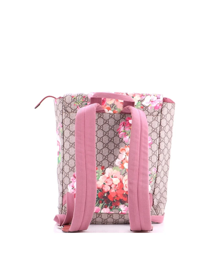 Pre-Owned Gucci Small Buckle Backpack Blooms Print Gg Coated Canvas