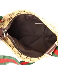 Pre-Owned Gucci Small Web Strap Zip Messenger Bag Gg Canvas