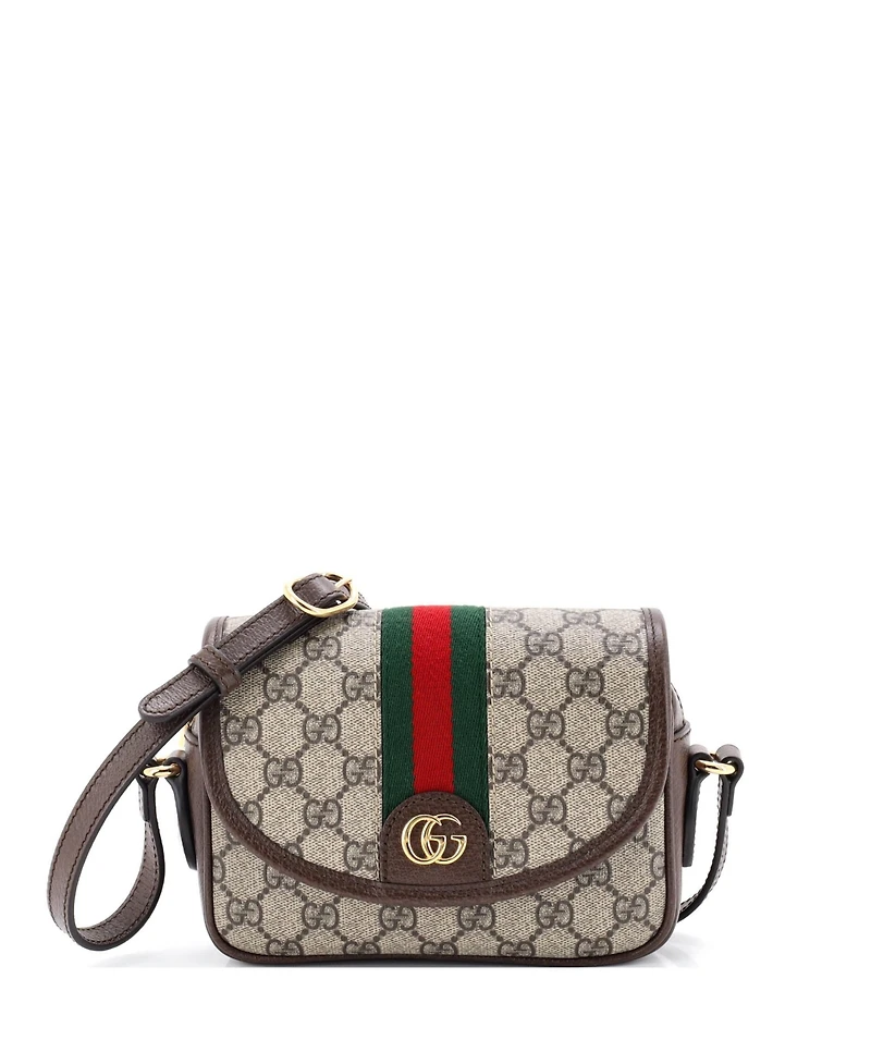 Pre-Owned Gucci Mini Ophidia Flap Shoulder Bag Gg Coated Canvas
