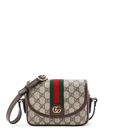 Pre-Owned Gucci Mini Ophidia Flap Shoulder Bag Gg Coated Canvas