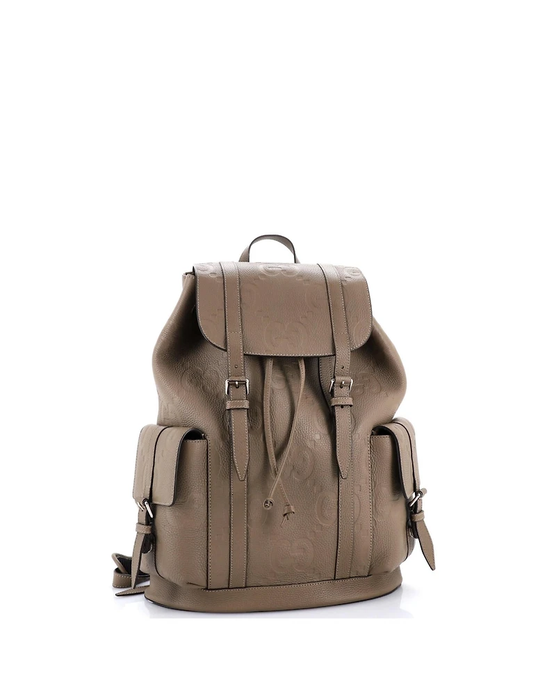 Pre-Owned Gucci Large Double Pocket Belt Backpack Jumbo Gg Embossed Leather