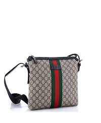 Pre-Owned Gucci Medium Web Messenger Bag Gg Coated Canvas