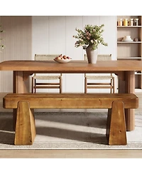 Tribesigns Solid Wood Dining Bench, 47" Farmhouse Dining Table Bench with Thickened Legs