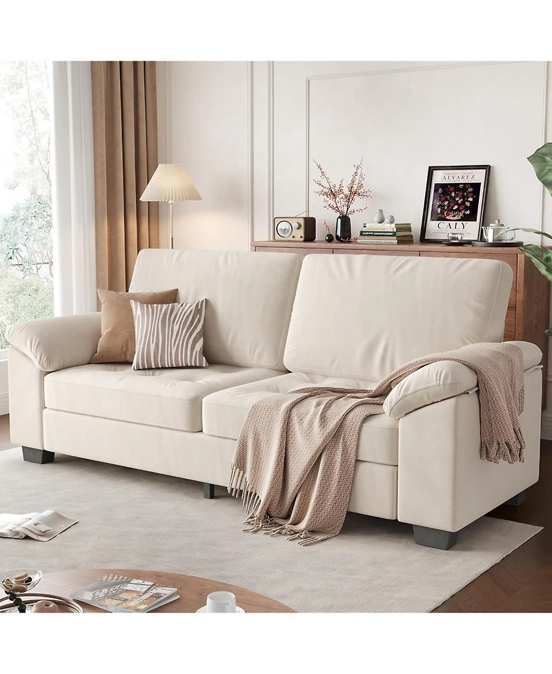 gaomon 90" Velvet 3-Seater Sofa, Oversized Loveseat with Wide Armrests