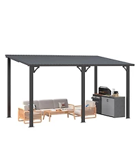 Aecojoy 14' x 8' Metal Hardtop Lean-To Feature Gazebo/Pergola