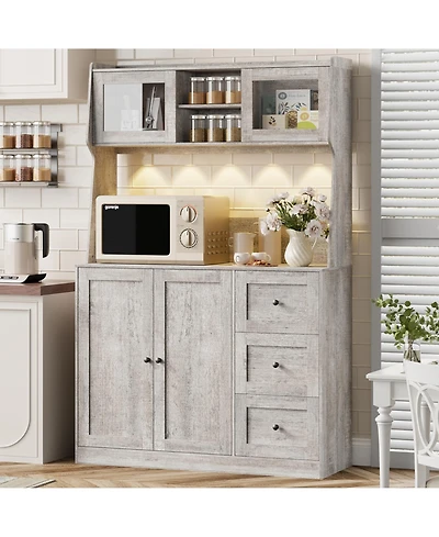 gaomon Kitchen Pantry Cabinet with Microwave