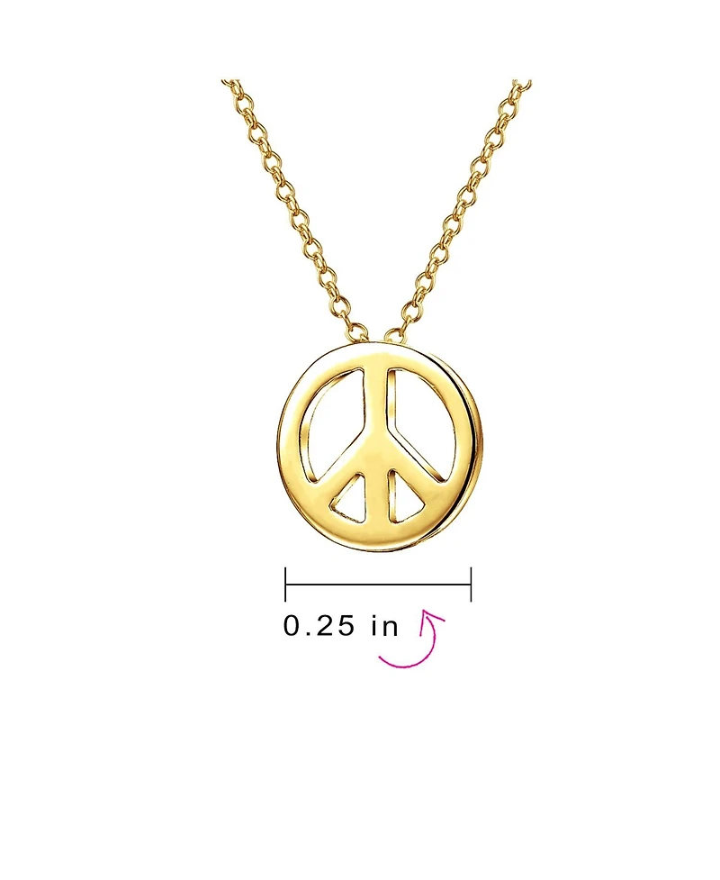 Bling Jewelry Tiny World Peace Sign Pendant Necklace Gold Plated .925 Sterling Silver