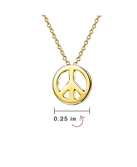 Bling Jewelry Tiny World Peace Sign Pendant Necklace Gold Plated .925 Sterling Silver
