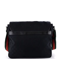 Pre-Owned Gucci Medium Web Strap Flap Messenger Gg Canvas