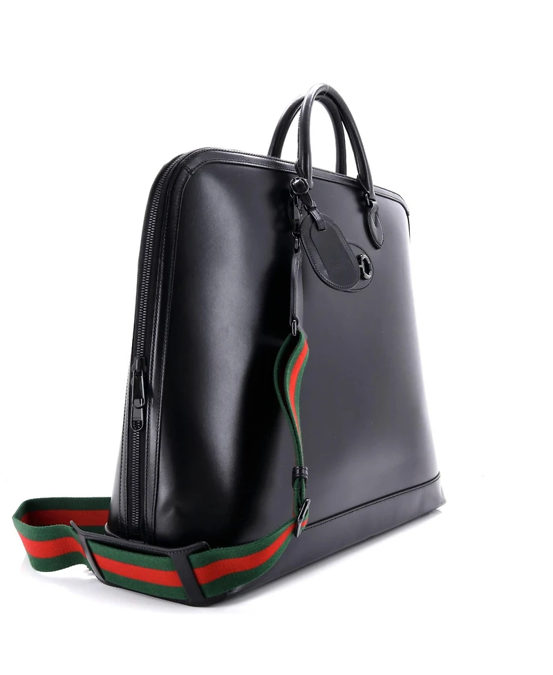 Pre-Owned Gucci Large Horsebit 1955 Web Duffle Bag Leather