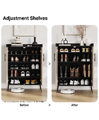gaomon Shoe Cabinet, 6-Tier Shoe Storage Cabinet with Doors and Shelves, Farmhouse Shoe Cabinet