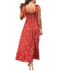 Cupshe Women's Hot Papaya Floral Maxi Beach Dress