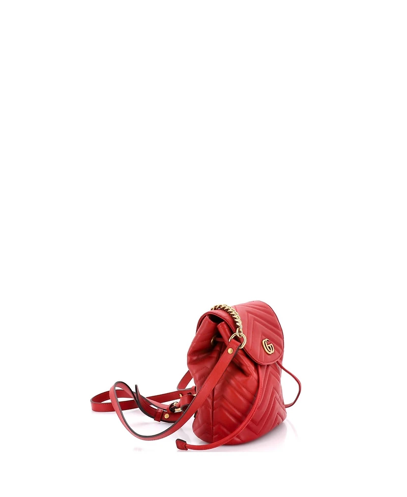 Pre-Owned Gucci Mini Gg Marmont Drawstring Backpack Matelasse Leather