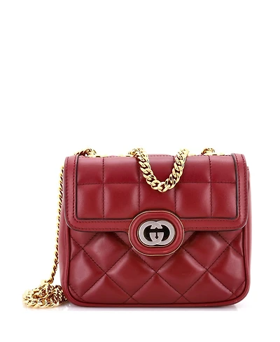 Pre-Owned Gucci Mini Deco Chain Flap Bag Mixed Matelasse Leather