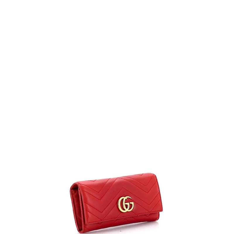 Pre-Owned Gucci Gg Marmont Continental Wallet Matelasse Leather