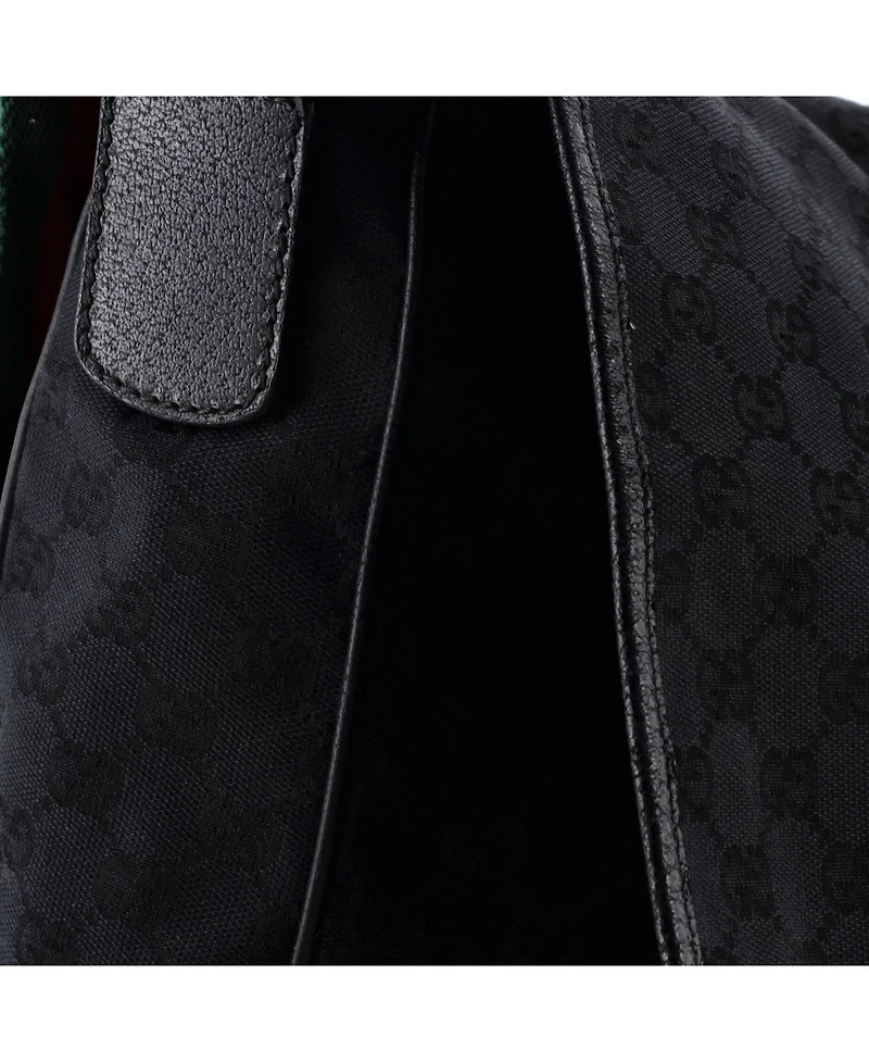 Pre-Owned Gucci Medium Web Strap Flap Messenger Gg Canvas